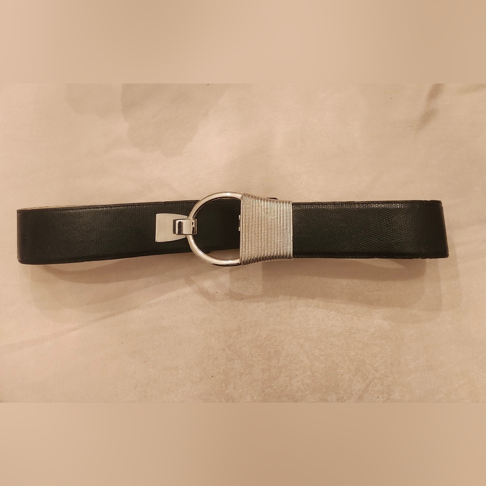 Steve Madden Black Belt with Silver Buckle